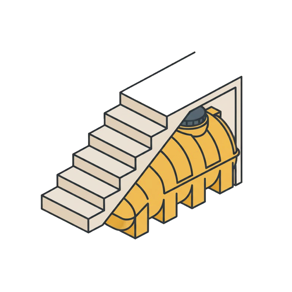 مخازن آب زیر پله ایی